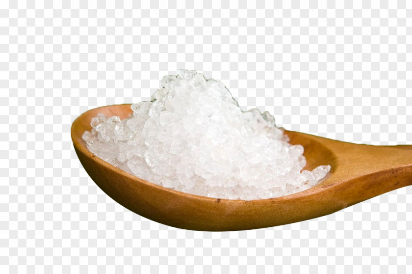 A Spoonful Of White Coarse Salt Fleur De Sel Kosher Sodium Chloride Crystal PNG
