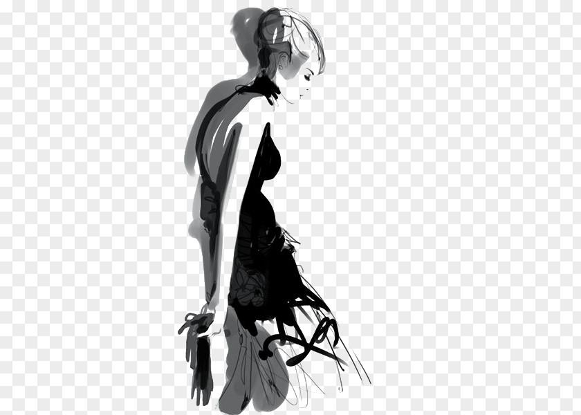 Fashion Woman Sketchbook Illustration Drawing PNG