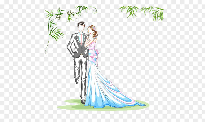 Water Painted Couple Wedding Photography Illustration PNG