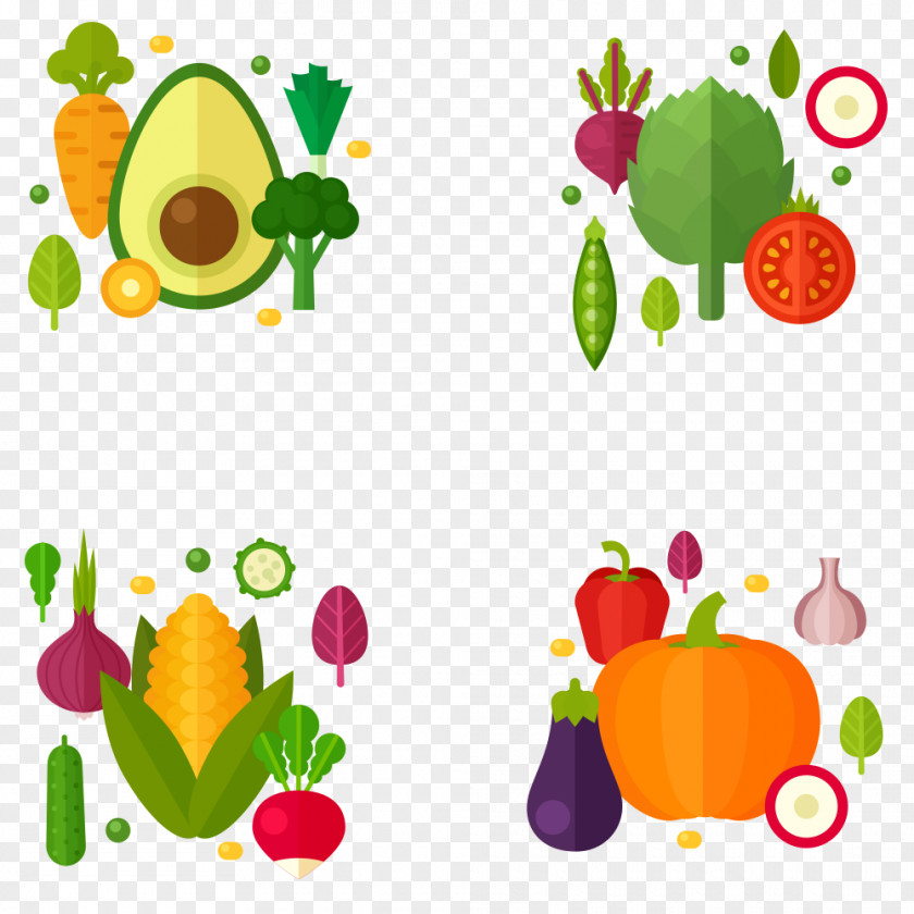 Vector Flat Vegetable Dishes Design Eggplant Tomato PNG