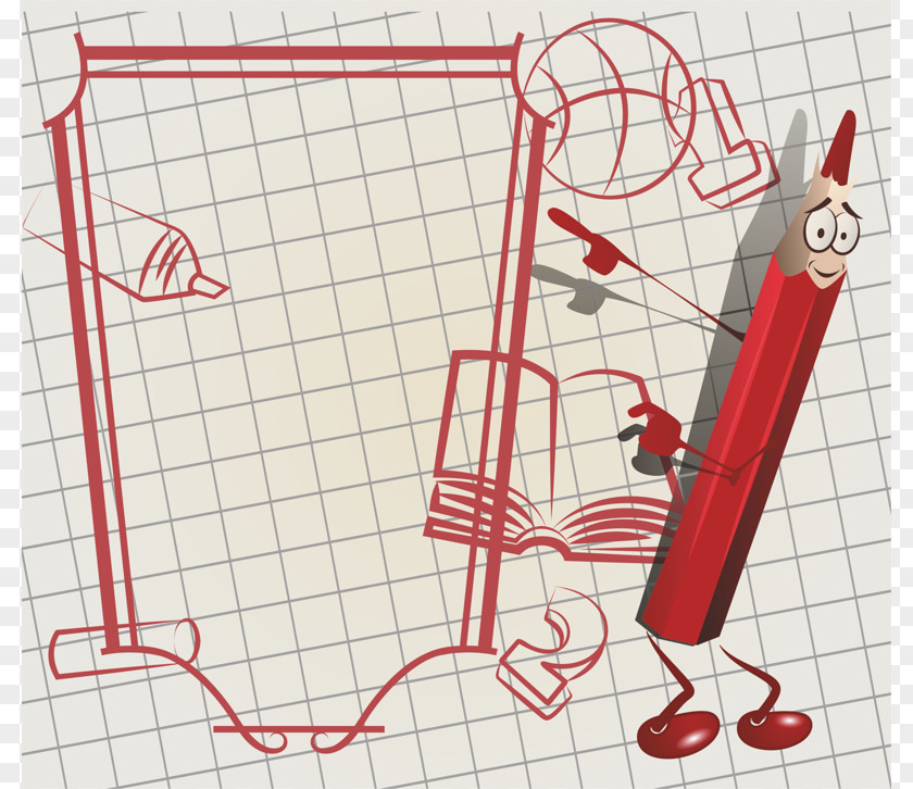 Cartoon Hand-drawn Line Of Red Pencils Pencil School Illustration PNG