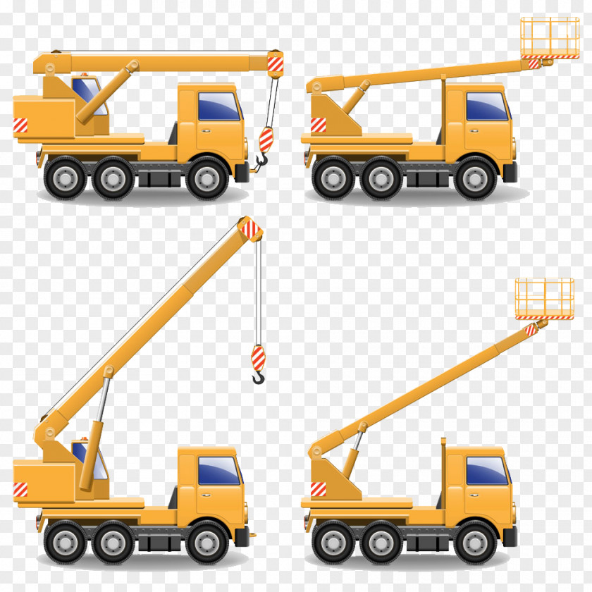 Hand-drawn Cartoon Crane Heavy Equipment PNG
