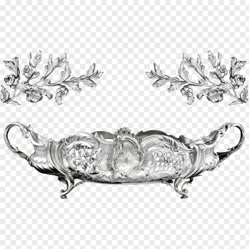 Bowl Silver White Animal Pattern PNG