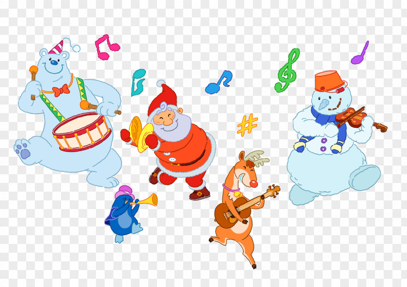 Merry Band Cartoon Creative Combination Santa Claus Violin Musical Instrument Clip Art PNG