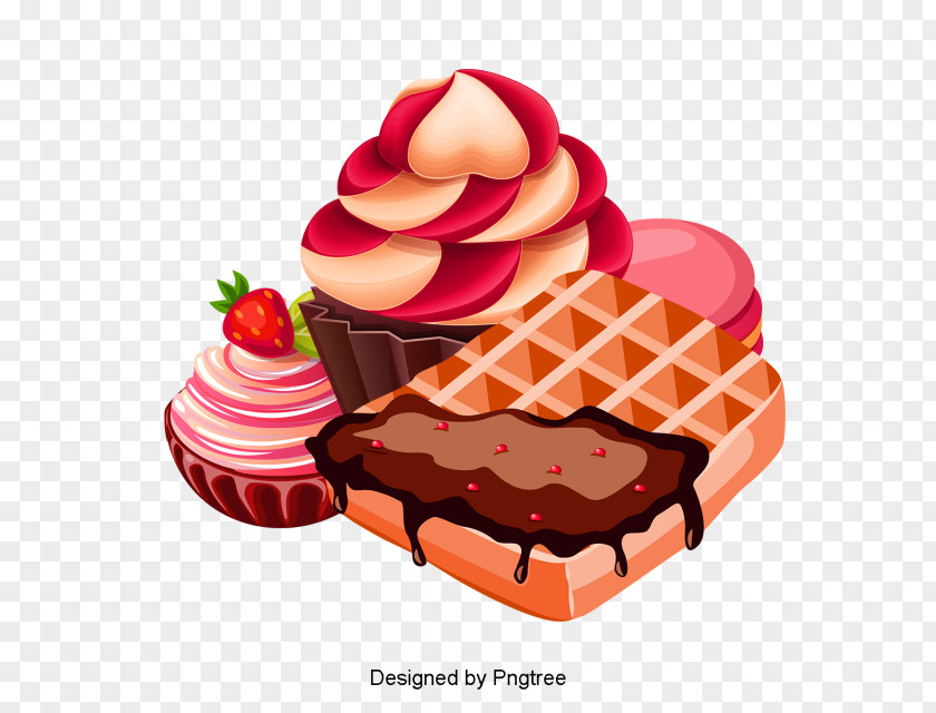 Chocolate Cake Waffle Dessert Image PNG