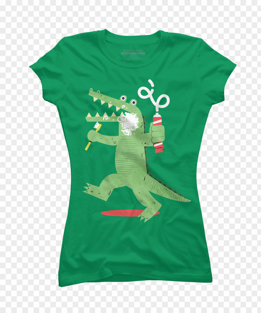 Green Crocodile T-shirt Hoodie Neckline Sweater PNG