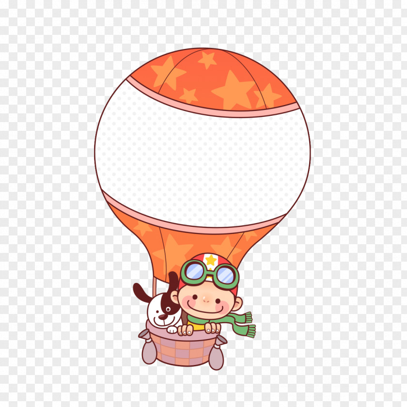 People On The Hot Air Balloon Dog Cartoon PNG