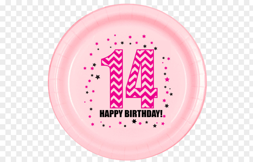 Pink Dessert Plate Circle Birthday Font PNG