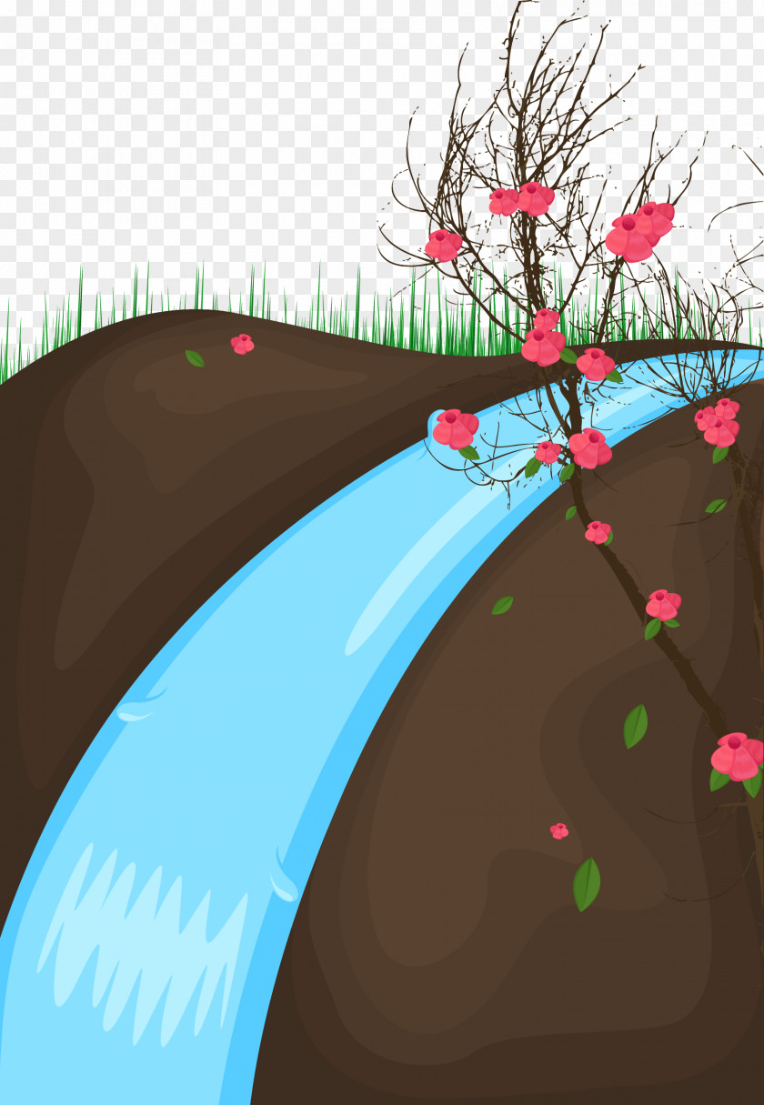 Plum Falls Illustration Drawing Waterfall Photography PNG