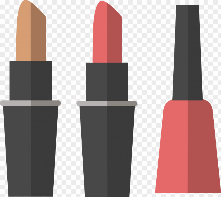 Vector Cartoon Nail Polish And Lipstick Cosmetics PNG