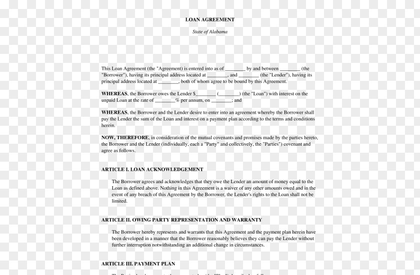 Agree Loan Agreement Contract Template Mortgage PNG