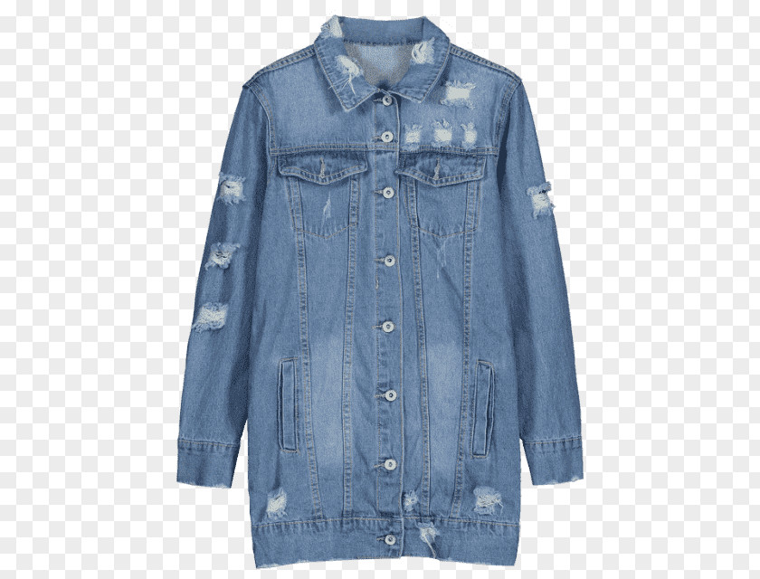 Jeans Denim Blue Coat Pocket Sleeve PNG