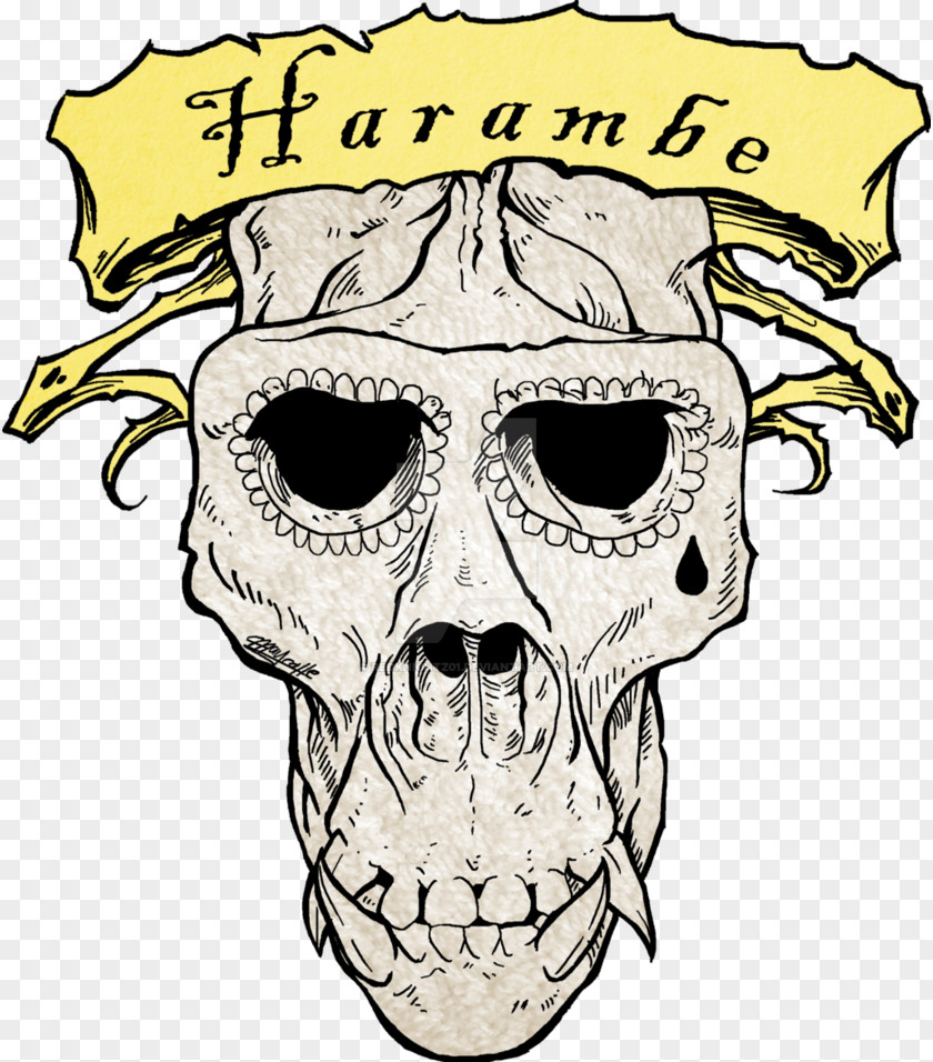 Harambe Art Skull Headgear Jaw Clip PNG