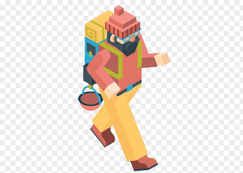 Adventure Man Isometric Projection Character Photography Illustration PNG