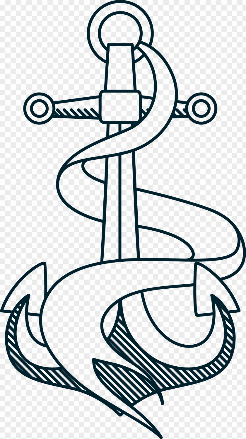 Hand Painted White Anchor Rope Clip Art PNG