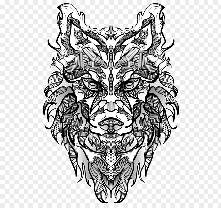 Tribal Wolf Coloring Pages Animals Sketch Demon Cat Visual Arts Headgear PNG
