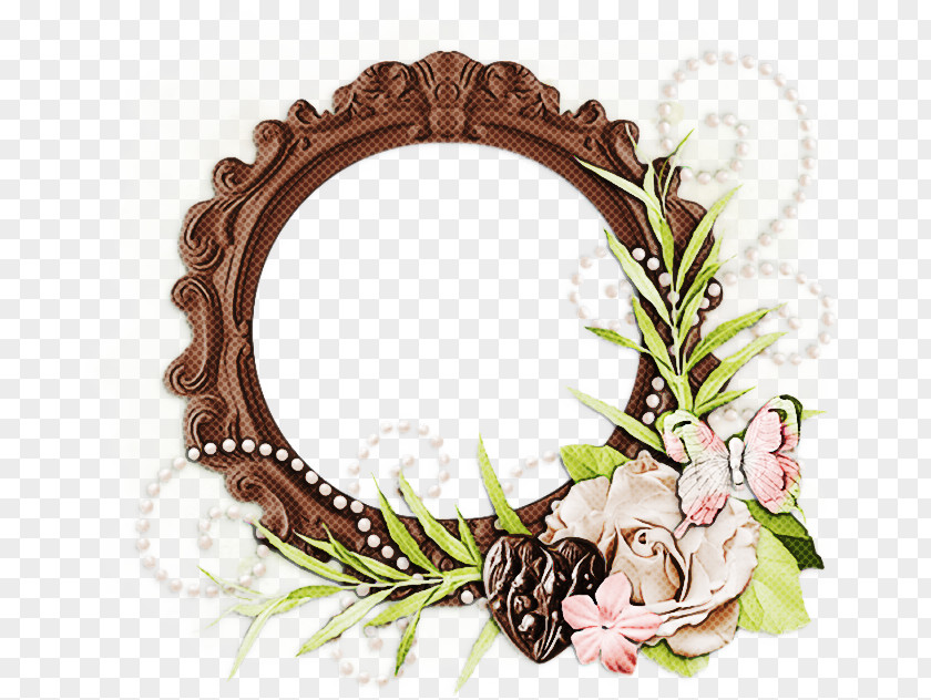 Mirror Oval Flower Background Frame PNG