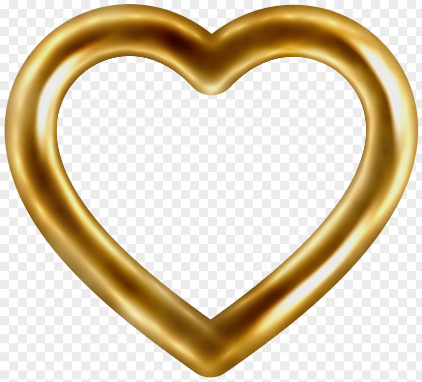 Heart Yellow Metal Brass Body Jewelry PNG