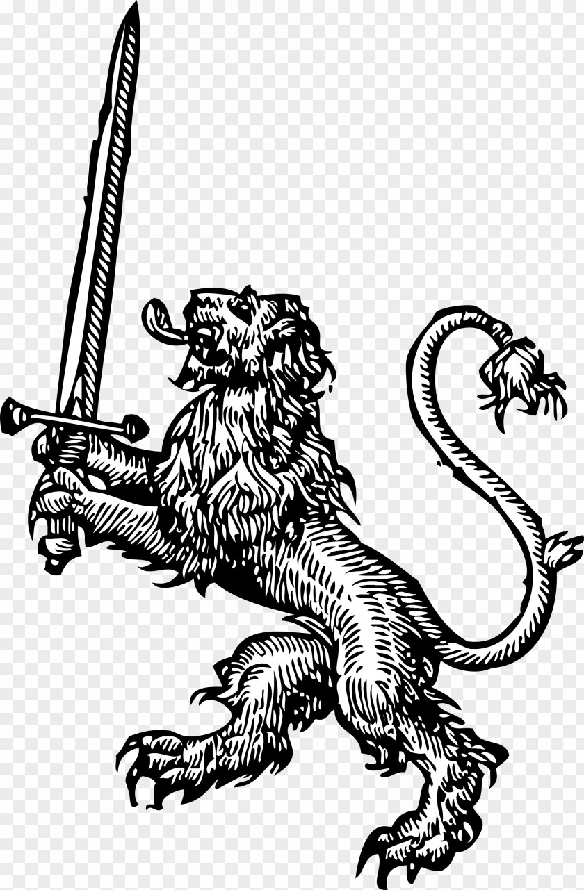 Lion Line Art Sword Clip PNG