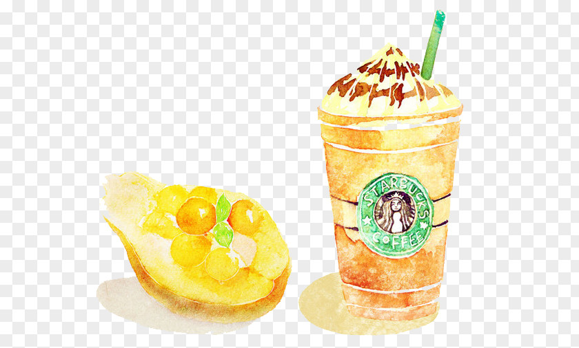 Hand Painted Starbucks Ice Cream Cocktail Smoothie PNG