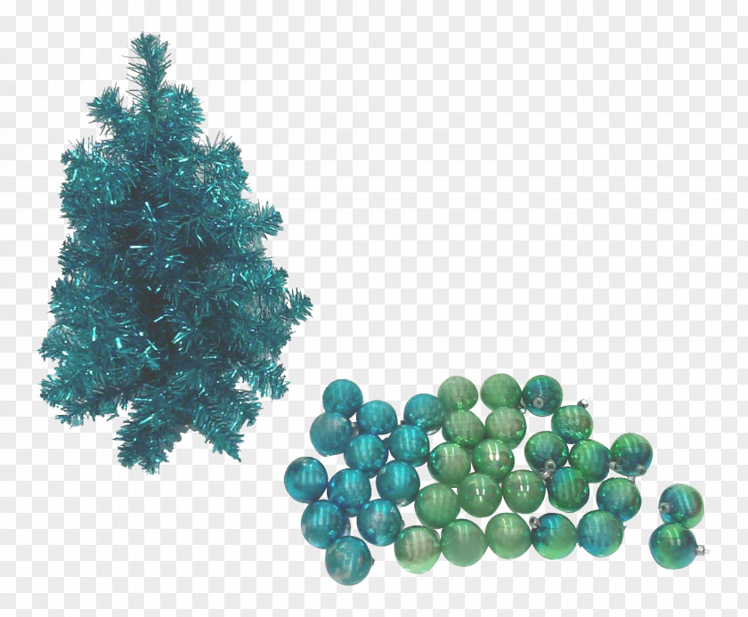 Tinsel Fir Christmas Ornament Spruce Turquoise Tree PNG