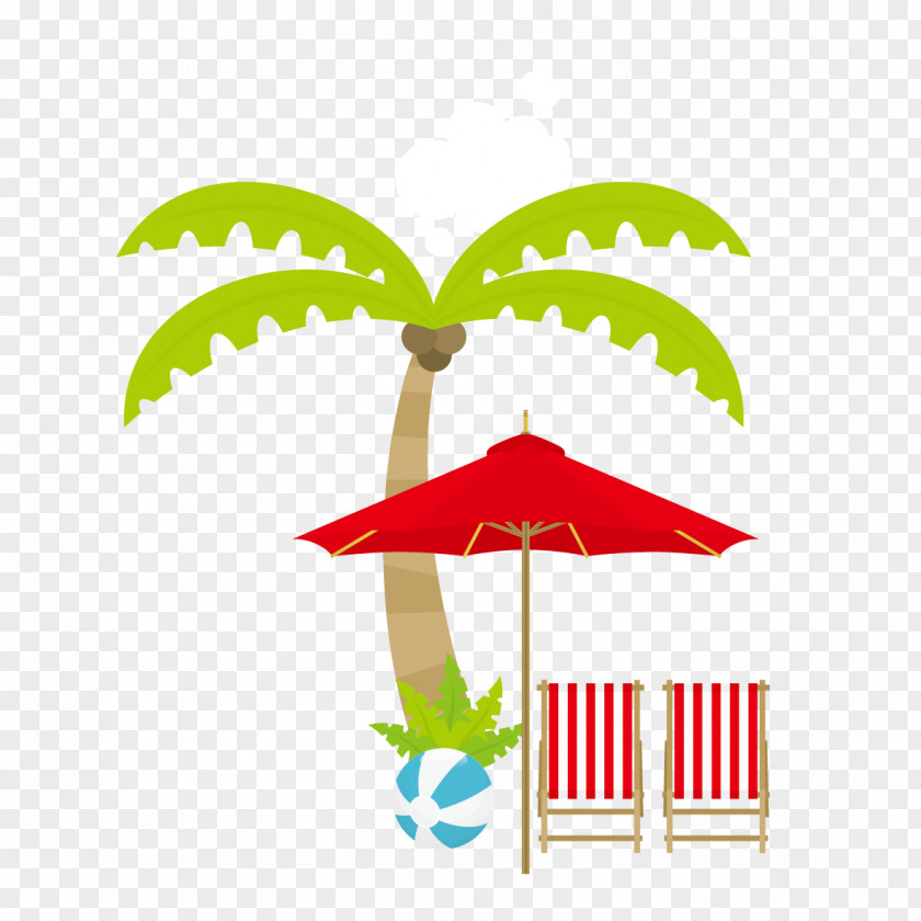 Coconut Trees And Umbrella Tree PNG