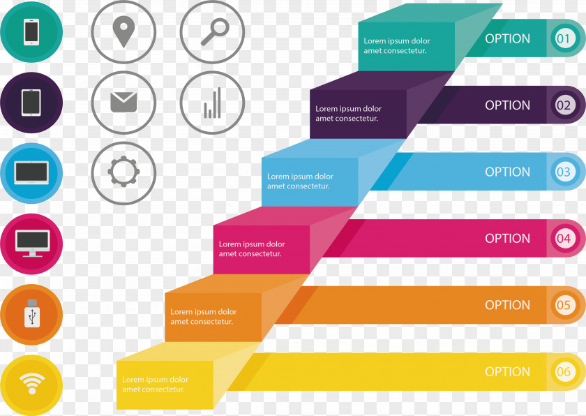 Color Ladder Digital Sequence Graphic Design Template PNG