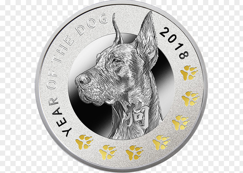 Dog Breed Silver Coin PNG