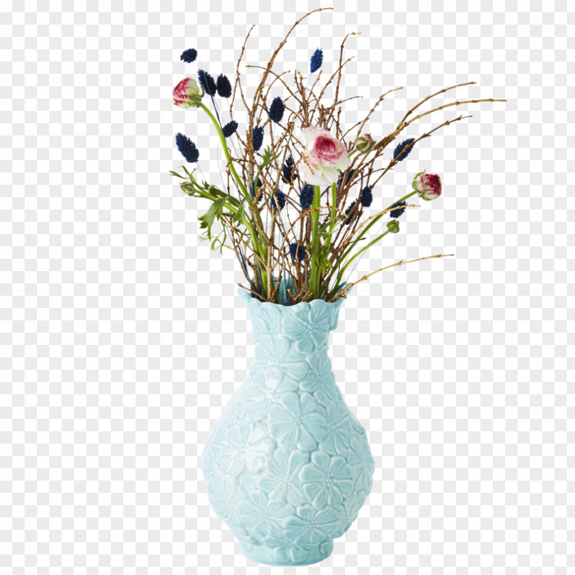 Mint Flowers Vase Flowerpot Ceramic Pottery PNG