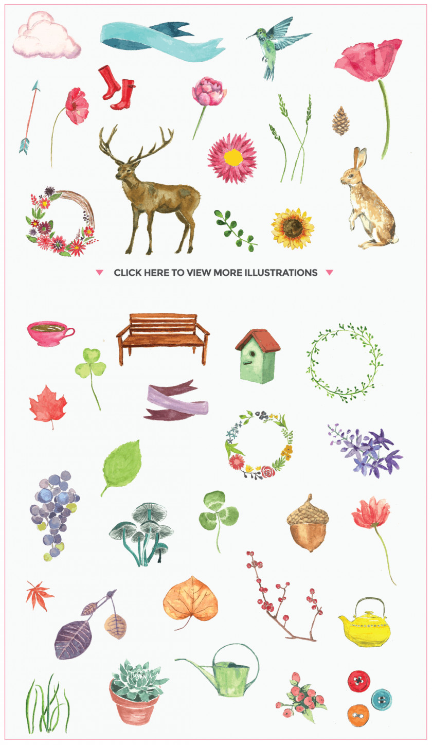 All Kinds Of Hand-painted Animals,wreath,Green Floral Design Illustration PNG