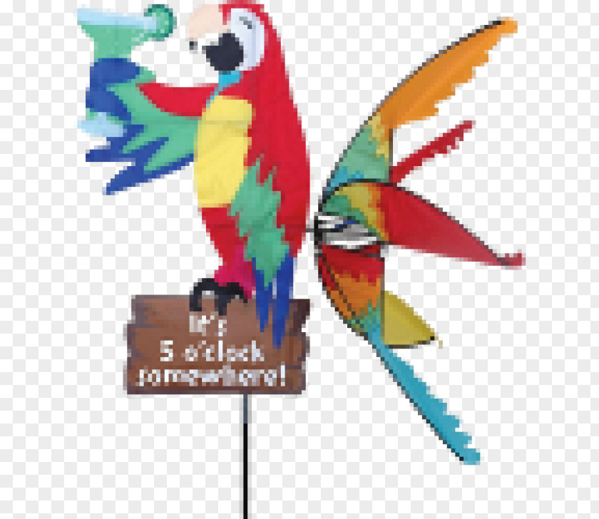 Parrot Great-billed It's Five O'Clock Somewhere Whirligig Garden PNG