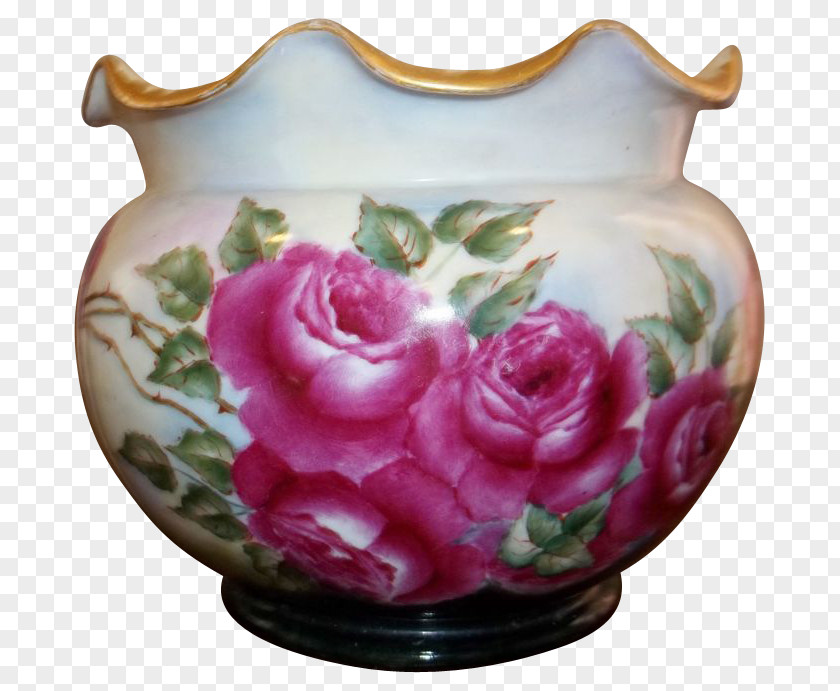 Vase Garden Roses Porcelain Tableware Floral Design PNG