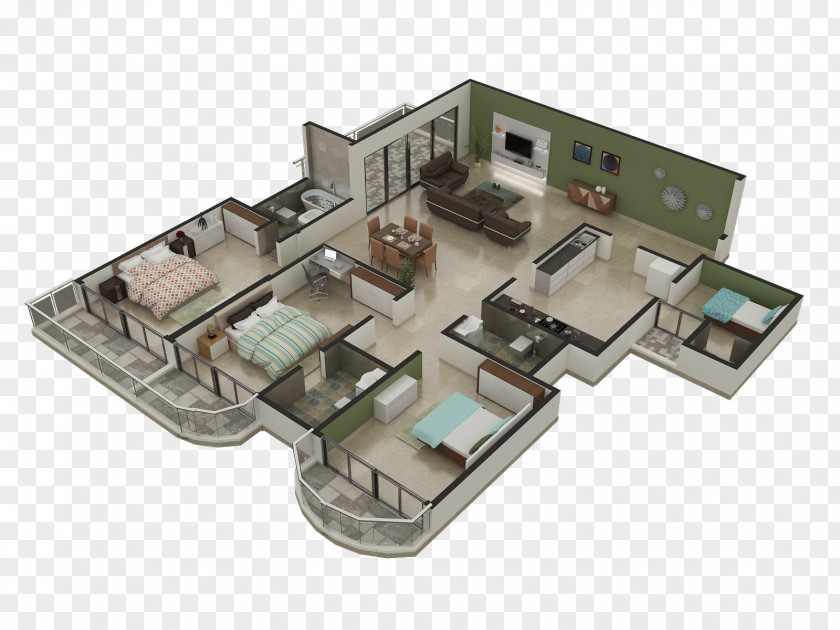 House 3D Floor Plan Architecture PNG