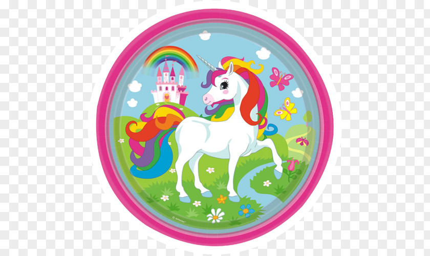 Unicorn Birthday Paper Party Favor Plate PNG