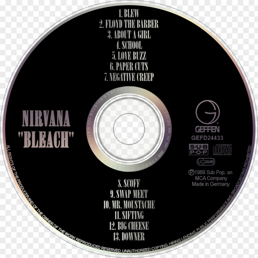 Nirvana Bleach Compact Disc Disk Storage PNG