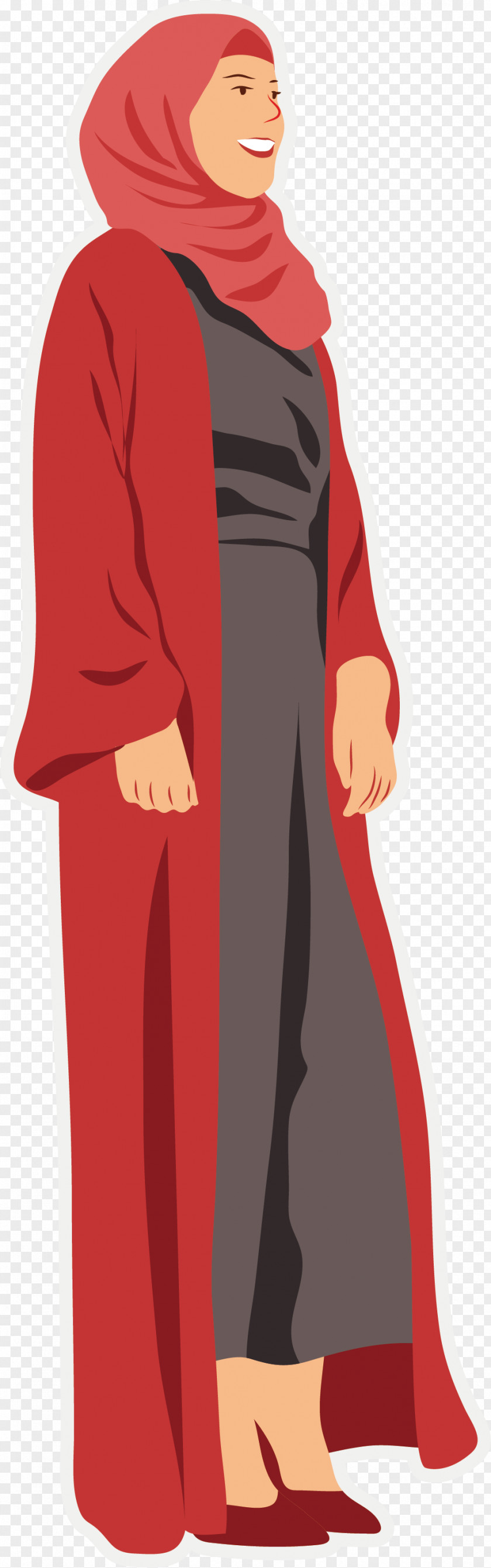 Red Coat, Arabia, Women Robe Arabian Peninsula Illustration PNG
