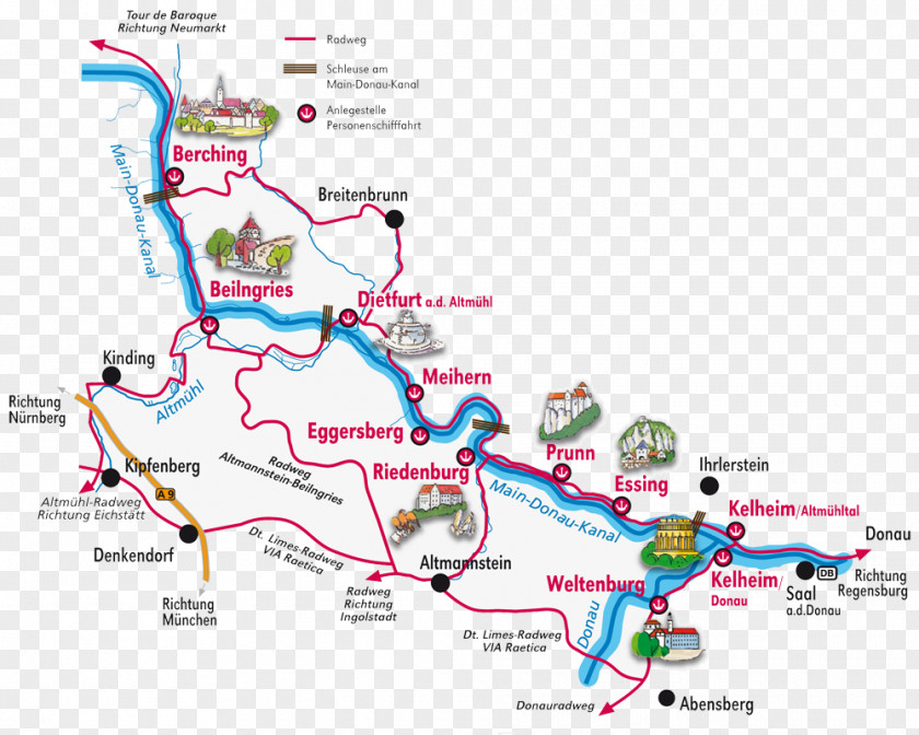 Map Danube Gorge Altmühltal Altmühl Valley Nature Park Weltenburg Abbey PNG