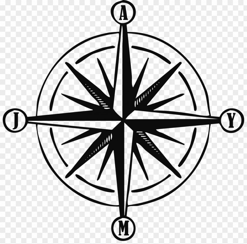 Points Of The Compass Rose Tattoo Flower In Sun PNG