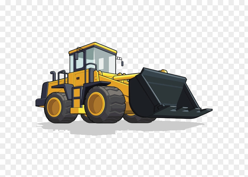 Civil Engineering Bulldozer Excavator Heavy Equipment Drawing PNG