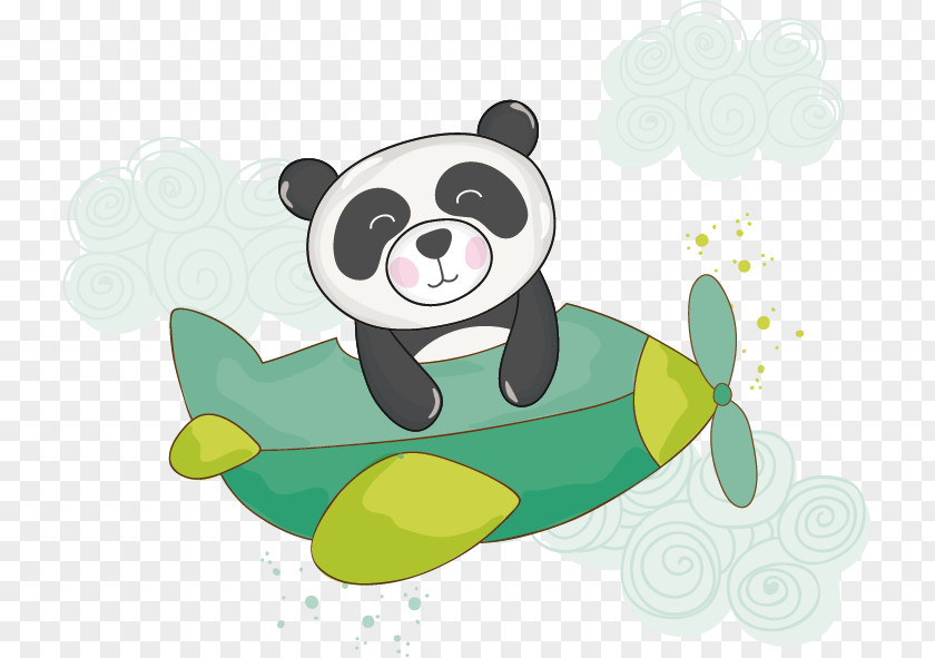 Creative Cartoon Panda Giant Bear Airplane Clip Art PNG