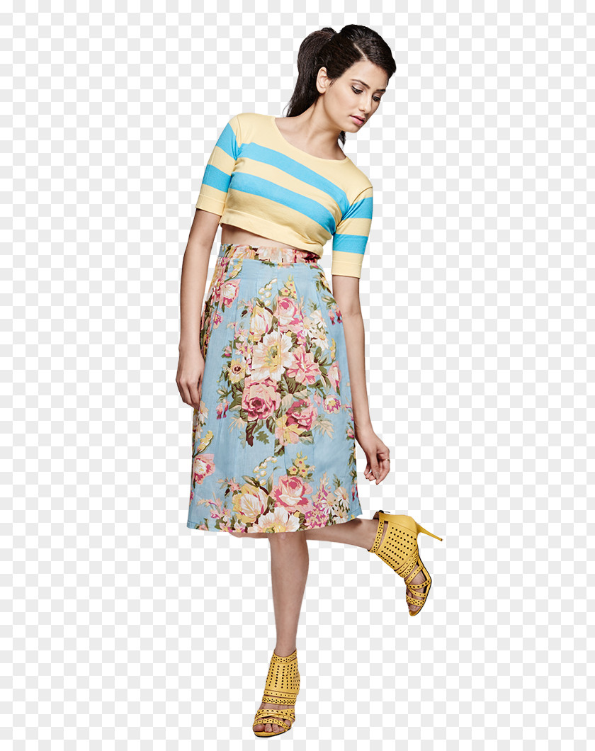 Flowers Skirt Shoulder Dress Costume Bollywood Fashion PNG