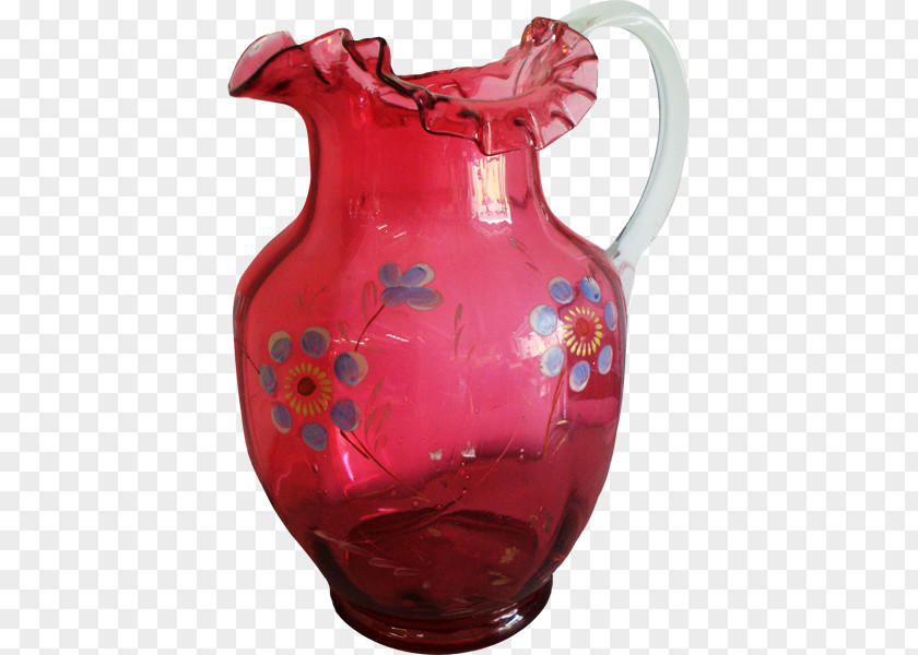 Hand Painted Vintage Jug Vase Pitcher Glass Unbreakable PNG