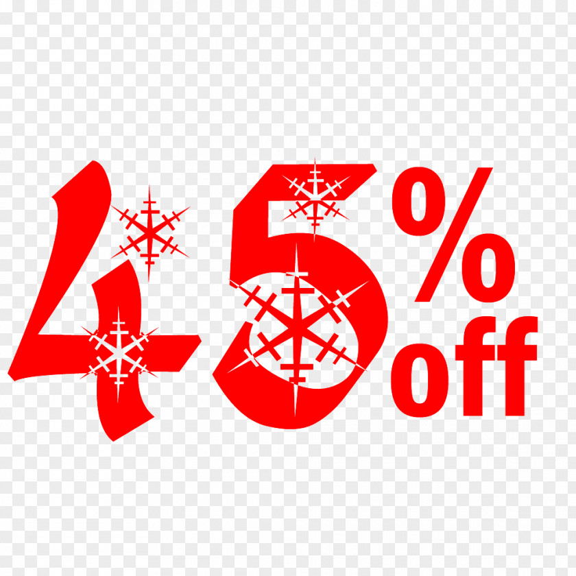 Snow Christmas Sale 45% Off Discount Tag. PNG