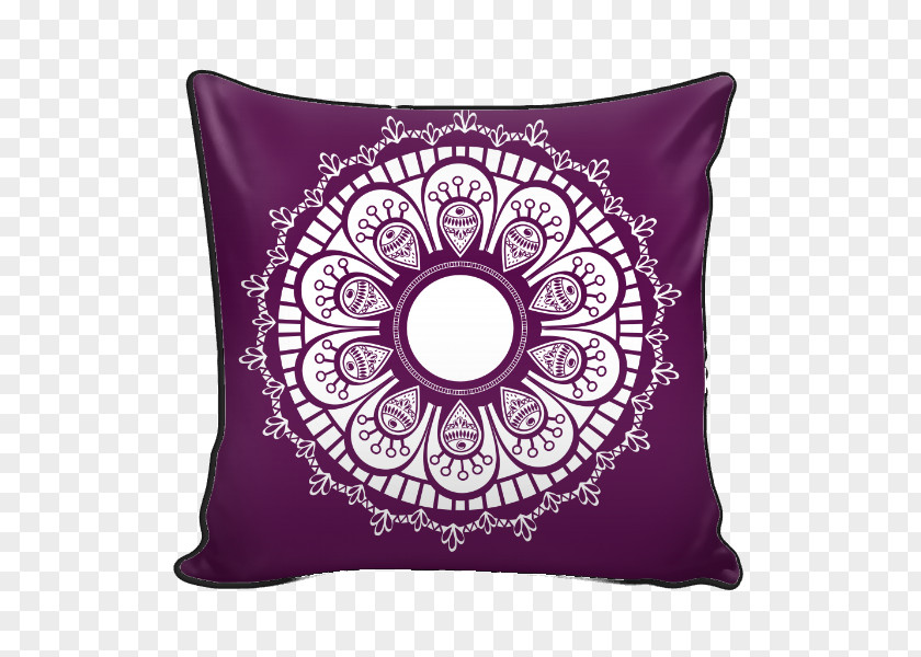 Buddhist Mandala Throw Pillows Cushion Purple Innovation Concentration And Meditation PNG