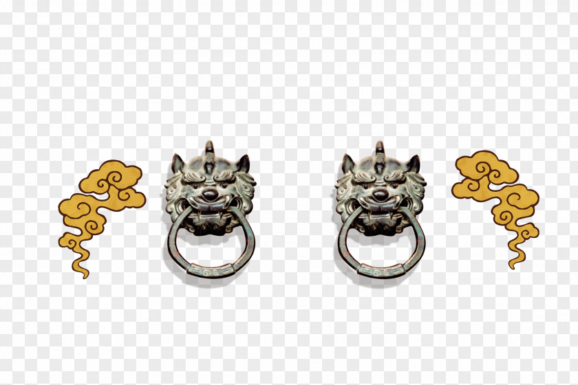 Retro Door Ring Lion Knocker PNG