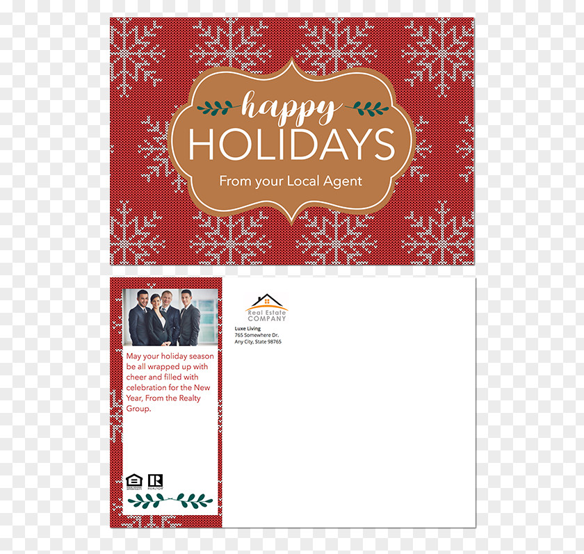 Real Estate Folding Paper Post Cards Holiday Flyer Agent PNG