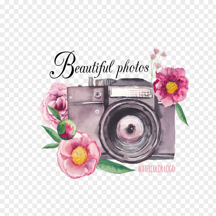 Watercolor Flowers Camera PNG flowers camera clipart PNG