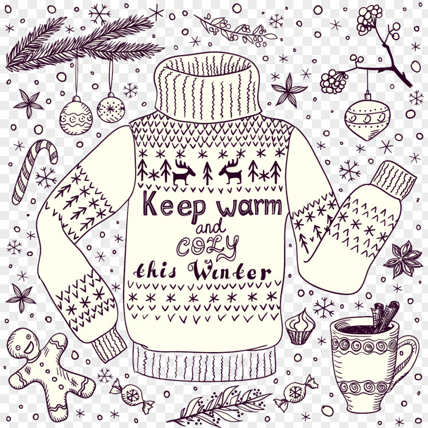 Sweater Vector Warm Winter Clothes Christmas Drawing Illustration PNG