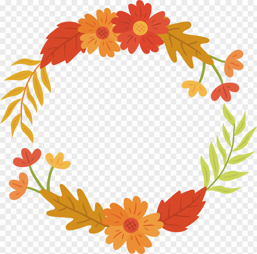 Autumn Flowers And Plants Garlands Euclidean Vector Flower PNG