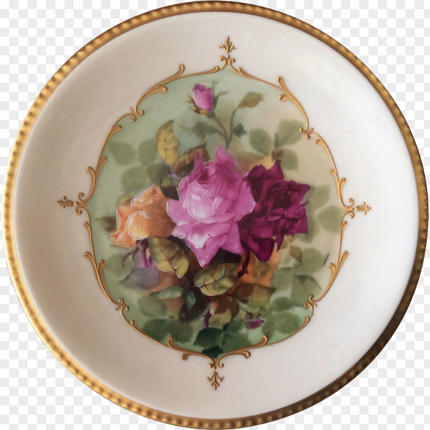 Hand Painted Tableware Platter Plate Porcelain Purple PNG